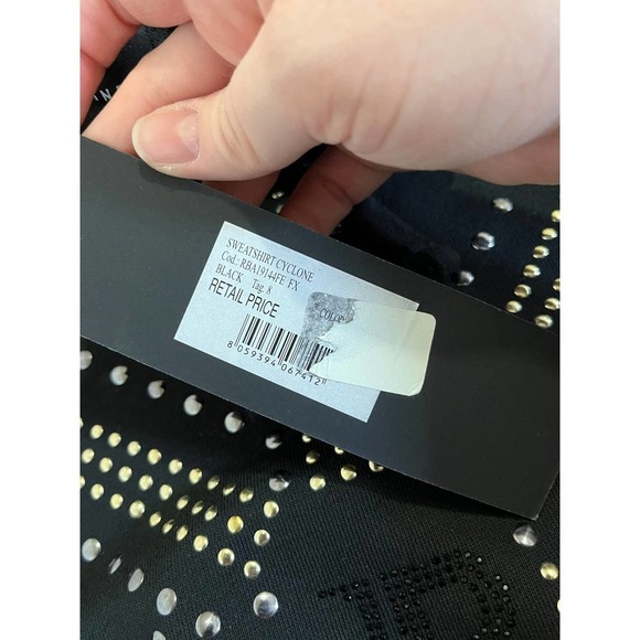 NEW John Richmond Studded Hoodie Kid's Size 8 Black Logo Sweatshirt - Picture 3 of 6